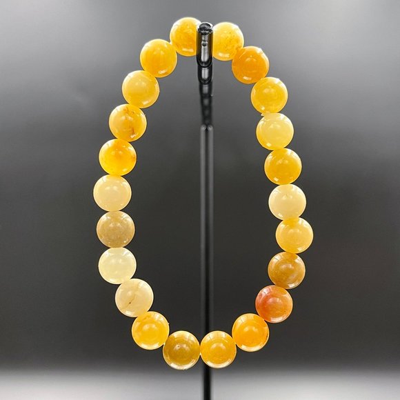 Yellow Carnelian 8mm Gemstone Bracelet Handmade - Picture 4 of 6